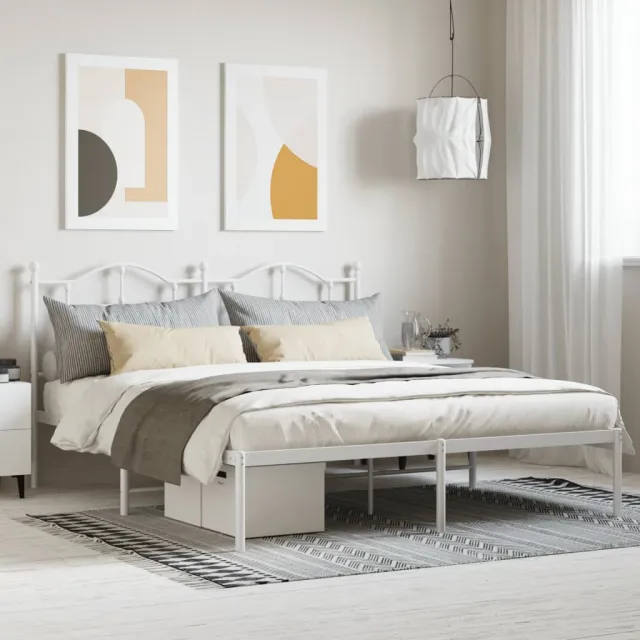 vidaXL Bedframe met hoofdbord metaal wit 180x200 cm