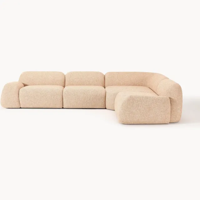 Westwing Collection Modulaire hoekbank Wolke (4-zits) van bouclé Oranje