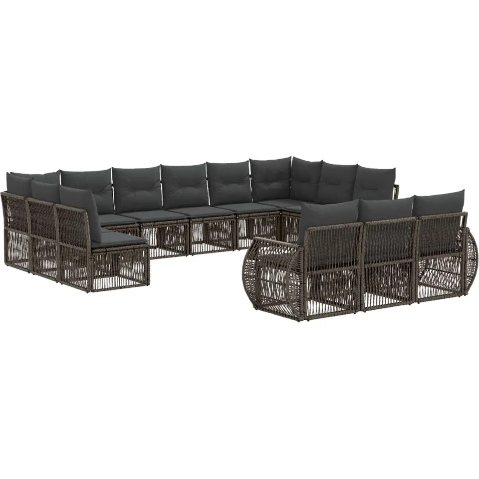 vidaXL Tuinbankenset 13 st 13-zits Grijs en Donkergrijs poly rattan, foto 3