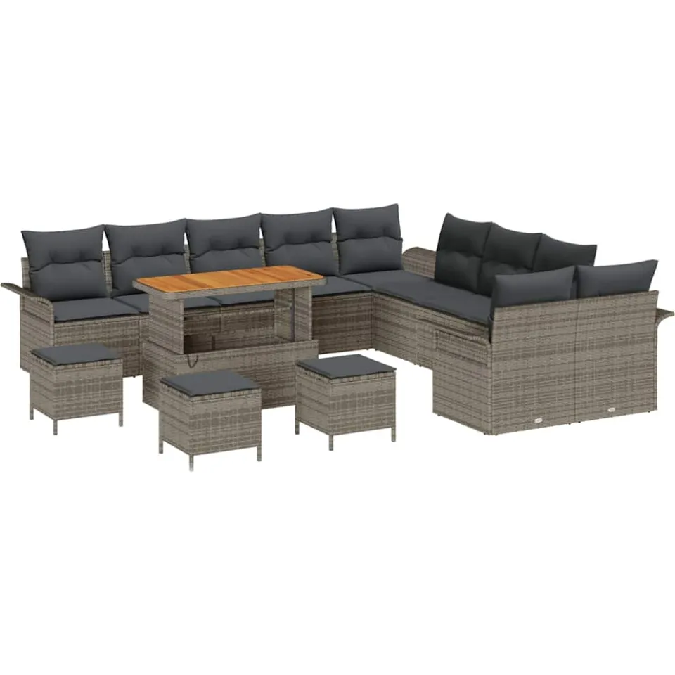 vidaXL Tuinbankenset 14 st Grijs poly rattan