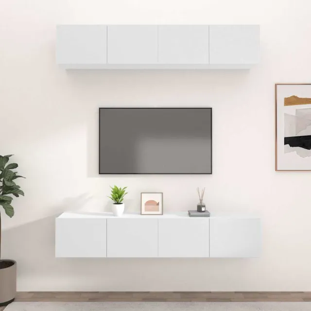vidaXL Tv-meubels 4 st 80x30x30 cm bewerkt hout wit