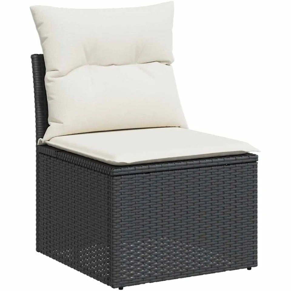 vidaXL 13-delige Loungeset met kussens poly rattan zwart
