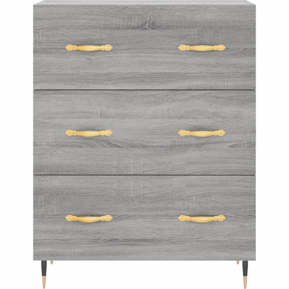 vidaXL Dressoir 69,5x34x90 cm bewerkt hout grijs sonoma eikenkleurig
