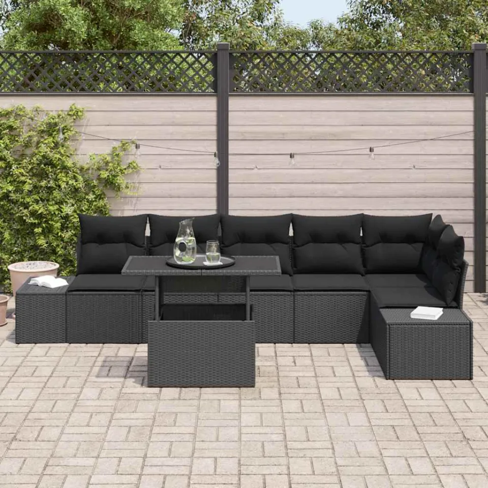 vidaXL Tuin Sofa Set 7 st Zwart poly rattan, foto 3
