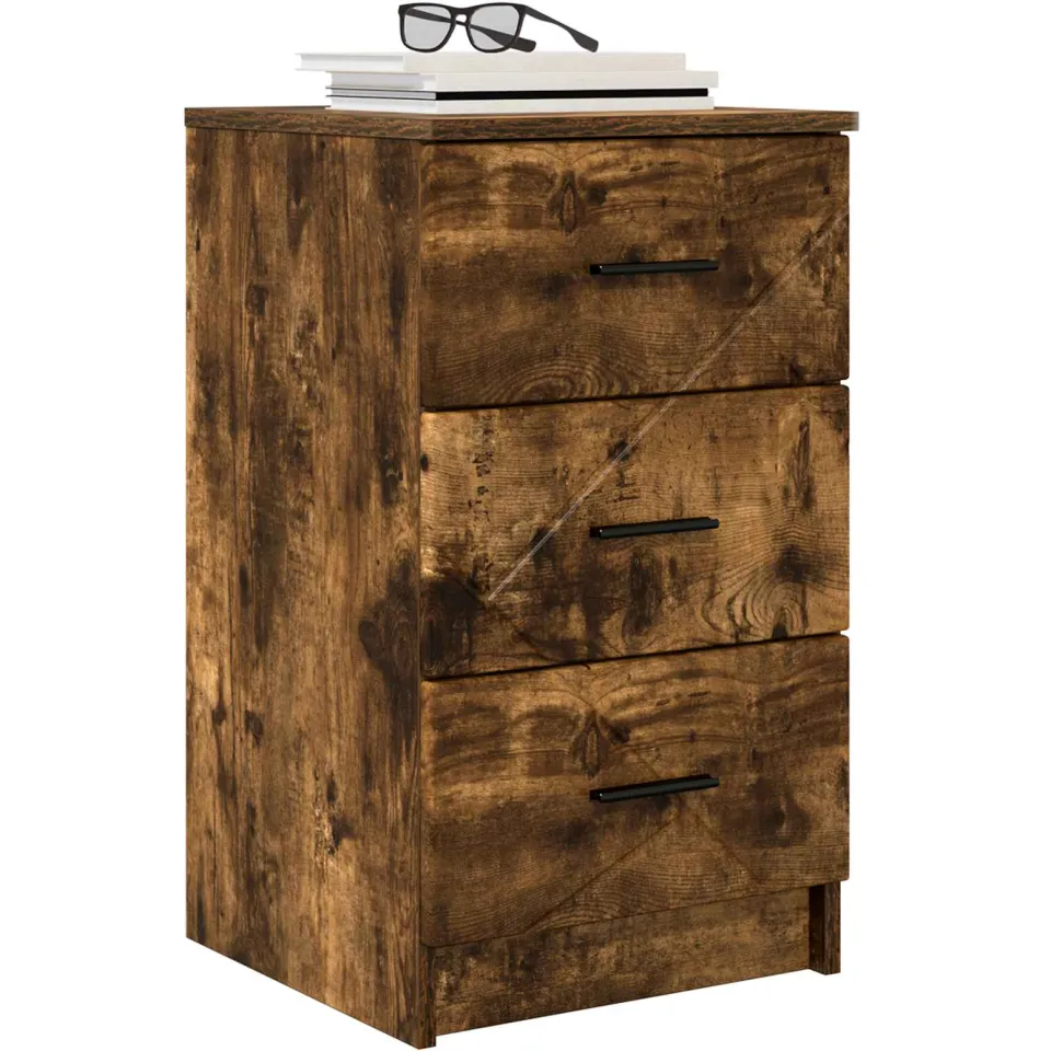 vidaXL Nachtkastje Gerookt eiken 38 x 38 x 66 cm Bewerkt hout Bruin