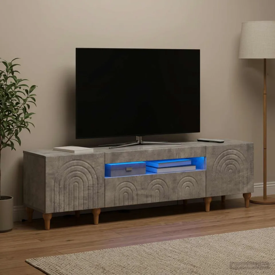vidaXL LED tv-meubel ALKMAAR 153 x 35 x 43 cm Betongrijs Bewerkt hout grijs, foto 4