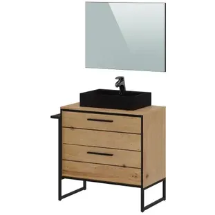 T-bath Badmeubelset Hansia 80cm Licht Eiken Zwart