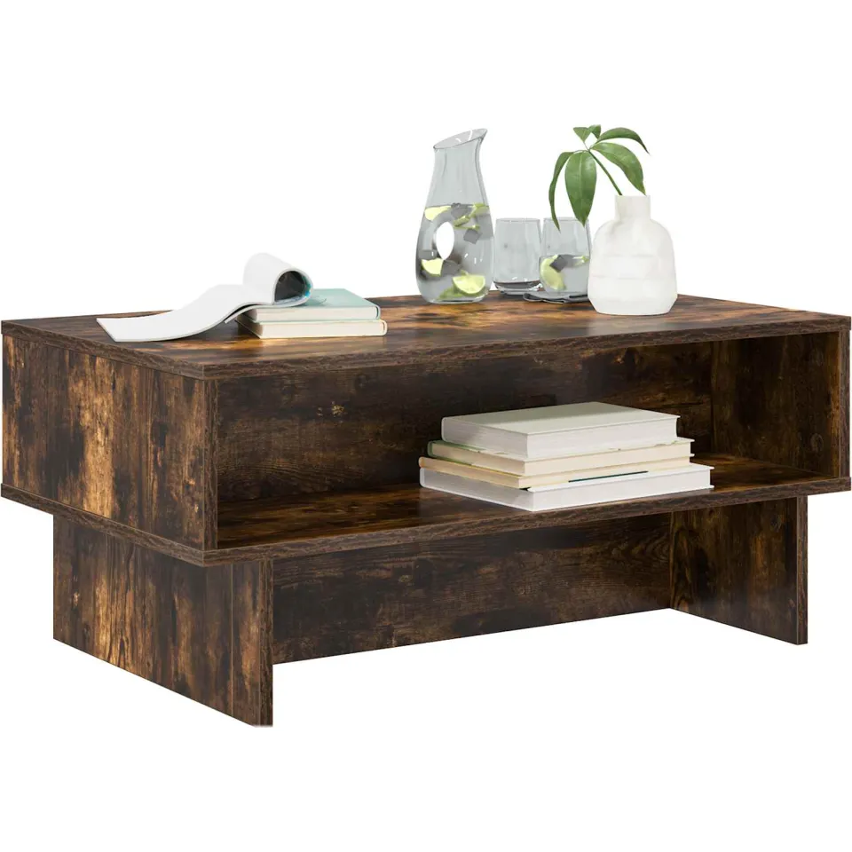 vidaXL Salontafel Gerookt eiken 80 x 46 x 35 cm Bewerkt hout Bruin