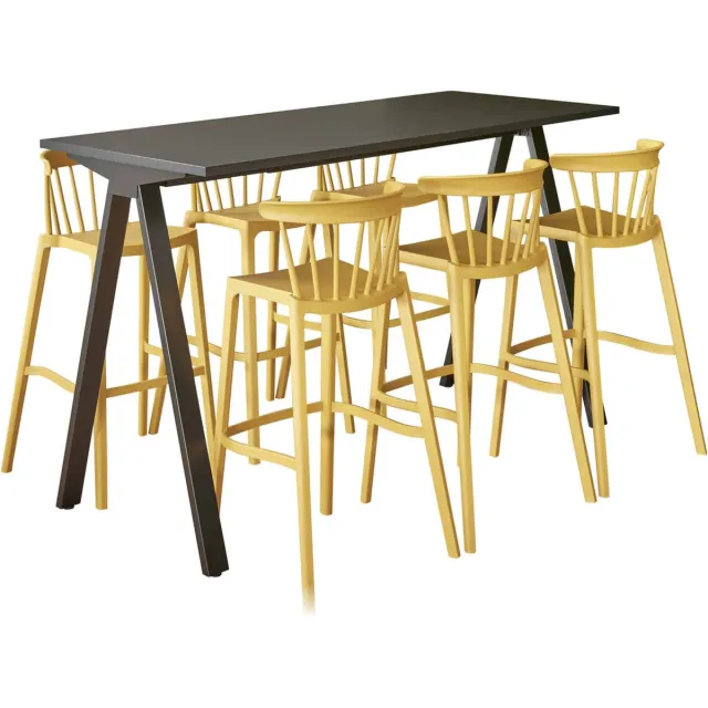 ABC Kantoormeubelen Bartafel Victory breed 160CM kleur frame Aluminium (RAL9006) kleur blad Noten Hickory