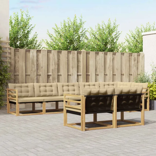 vidaXL Buiten bankenset 8 st 8-zits Wit en Beige Bruin
