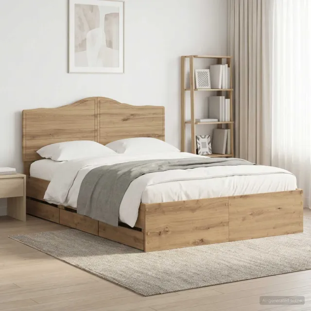 vidaXL Bed Frame with Storage and Headboard Artisan Oak 160 x 200 cm Bruin