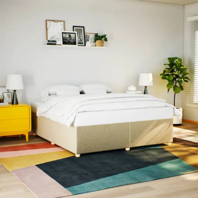 vidaXL Bedframe zonder matras stof crèmekleurig 200x200 cm