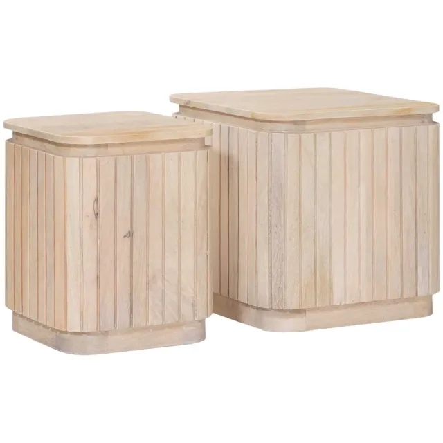 vidaXL Handgemaakte - Bijzettafel - Set - 2 - st - Wit - 45 - x - 45 - x - 45 - cm