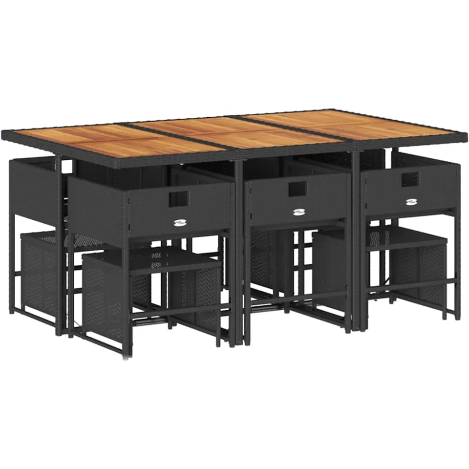 vidaXL 11-delige Tuinset met kussens poly rattan zwart, foto 4