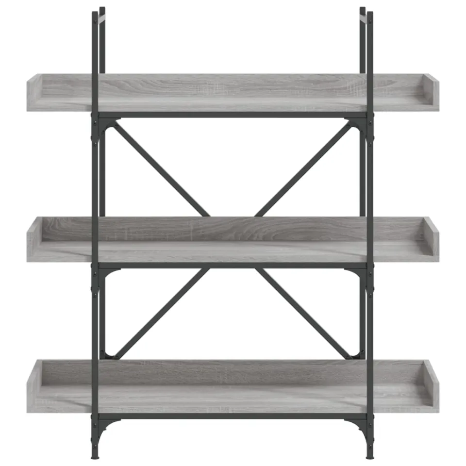 vidaXL Boekenkast 3-laags 100x33x108,5 cm bewerkt hout grijs sonoma, foto 4