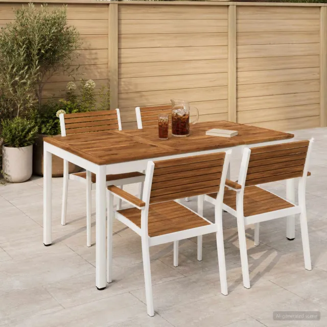 vidaXL Tuindiner tafel NAARDEN Natuurlijk en Wit 141 x 80,5 x 75 cm, foto 2