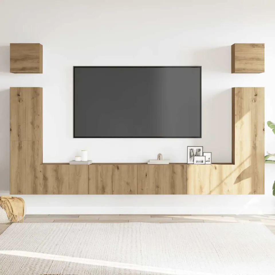 vidaXL 6-delig Tv-meubelset wandmontage bewerkt hout artisanaal eiken, foto 2