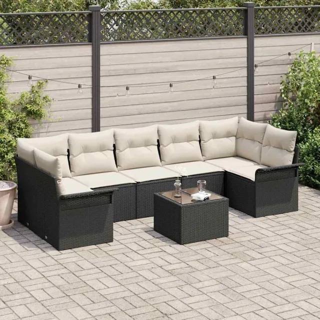vidaXL Tuin Sofa Set 8 st Zwart poly rattan, foto 2