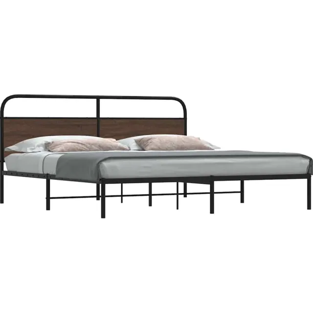 vidaXL Bedframe zonder matras metaal bruin eikenkleur 183x213 cm