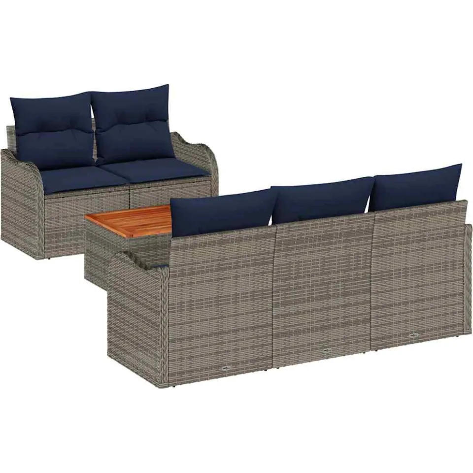 vidaXL Tuinbankenset 6 st Grijs poly rattan, foto 4