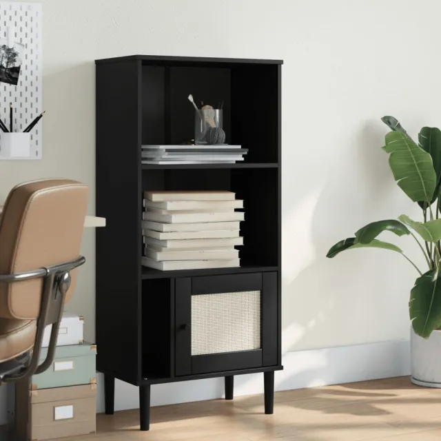 vidaXL Boekenkast SENJA rattan-look 60x35x130 cm grenenhout zwart, foto 2
