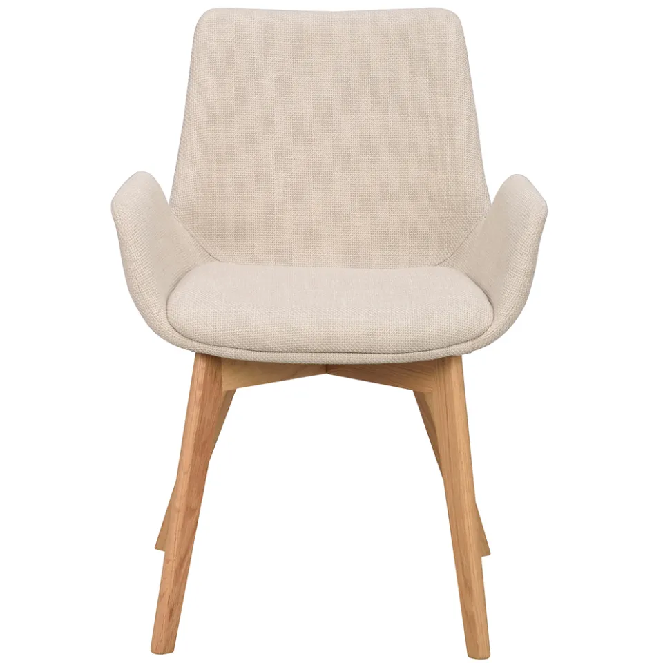 Rowico Home Drimsdale gestoffeerde eetkamerstoel beige - eikenhouten onderstel, foto 4