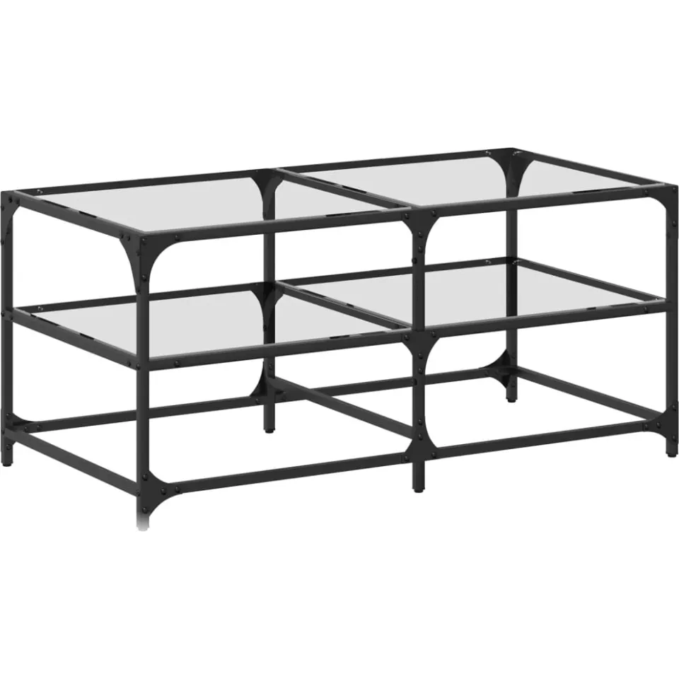 vidaXL Salontafel met transparant glazen blad 98,5x50x45 cm staal transparent, foto 4