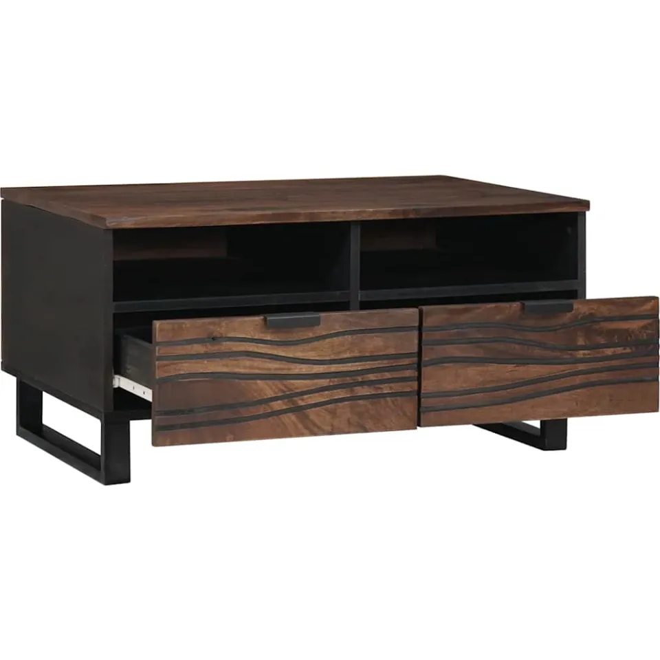 vidaXL Salontafel Walnotenhout 80 x 54 x 40 cm Bewerkt hout bruin, foto 2