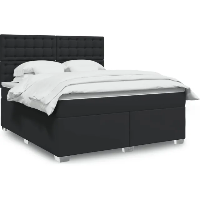 vidaXL Boxspring met matras kunstleer zwart 180x200 cm
