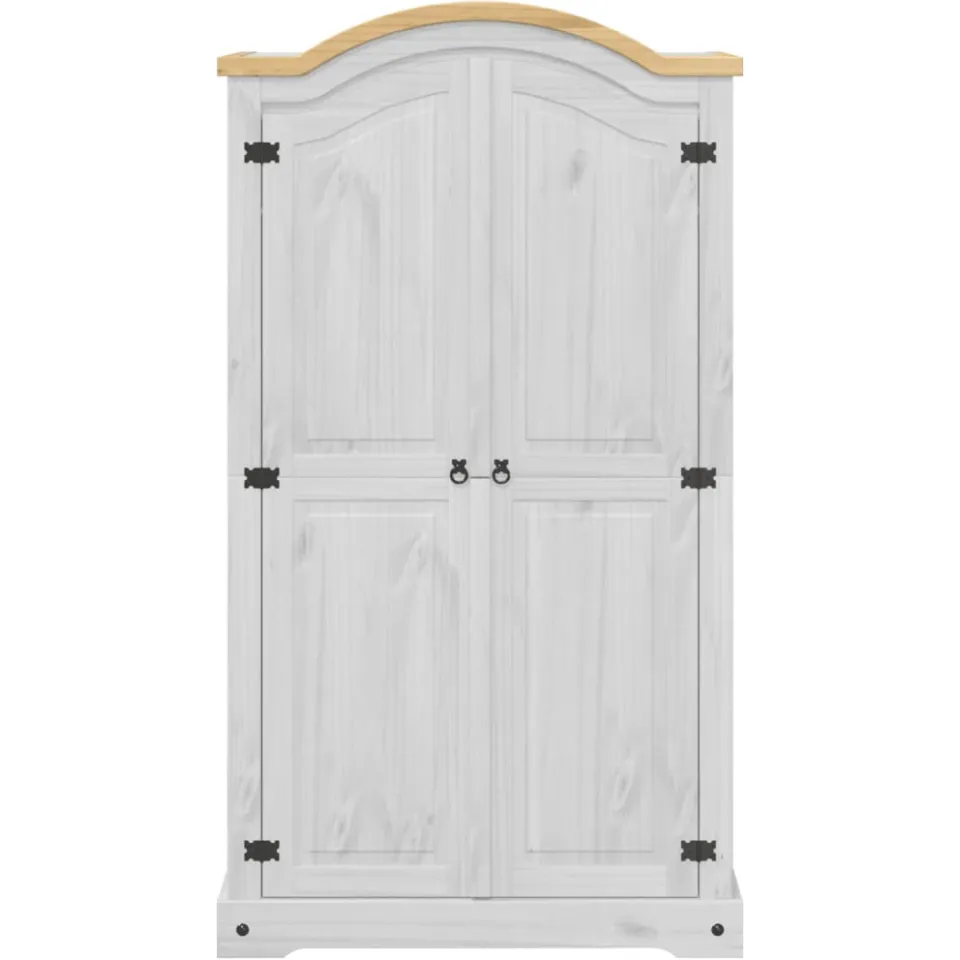 vidaXL Kledingkast Corona wit 102x52x186 cm massief grenenhout