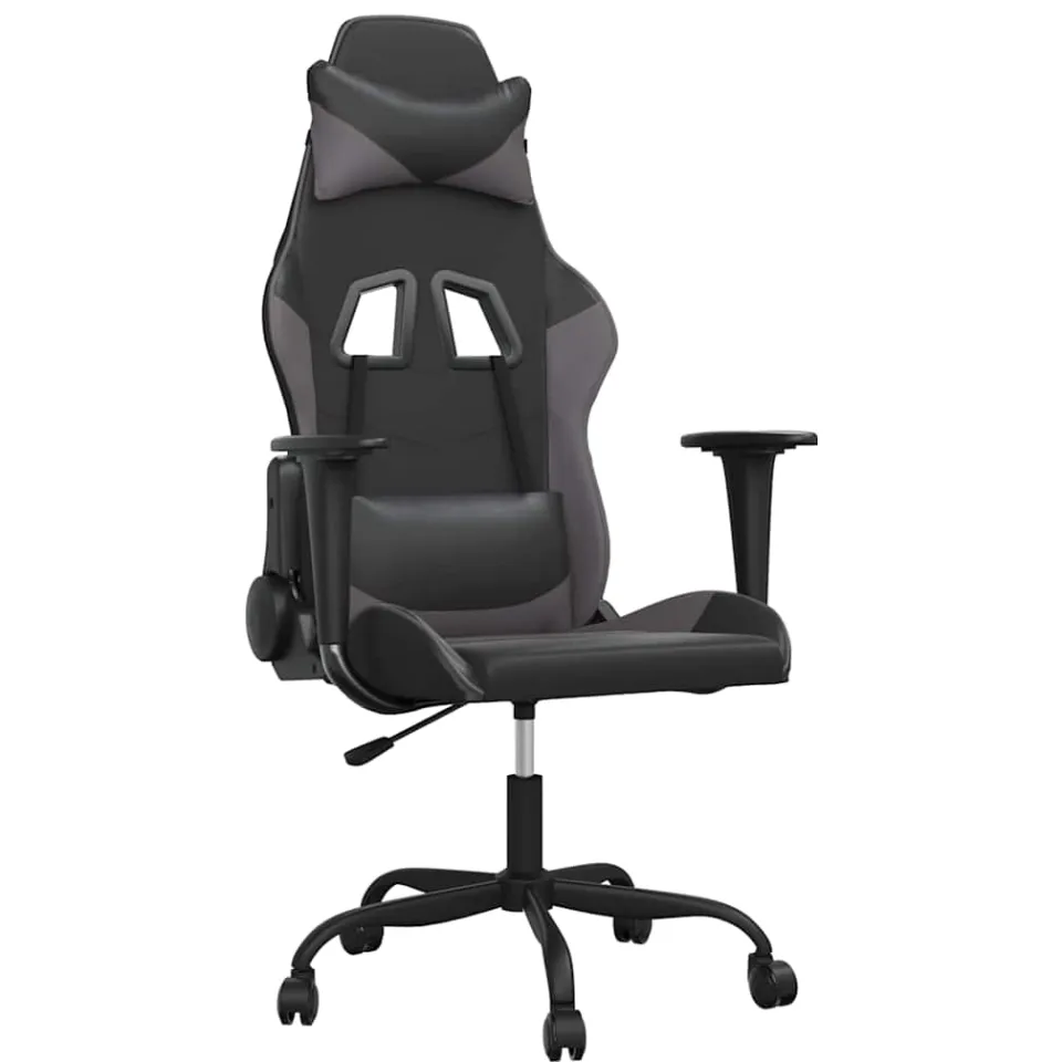vidaXL Gamestoel kunstleer zwart en grijs, foto 3
