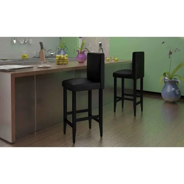 vidaXL Barkrukken 4 st kunstleer zwart, foto 2