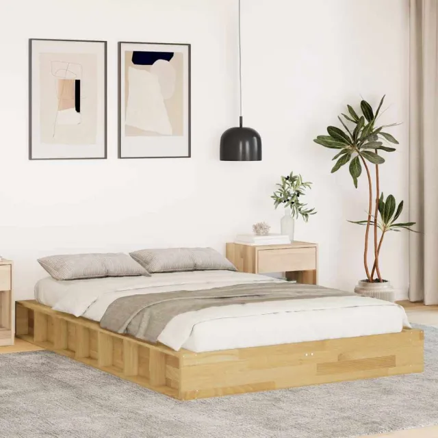 vidaXL Bedframe zonder matras 120x200 cm massief hout eiken Bruin