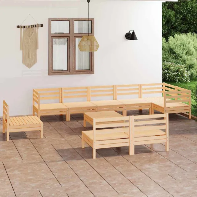 vidaXL 10-delige Loungeset massief grenenhout bruin, foto 2