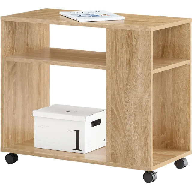 SoBuy FBT34-N Bijzettafel - Wood Composite Woonkamertafel met Zwenkwielen Naturel