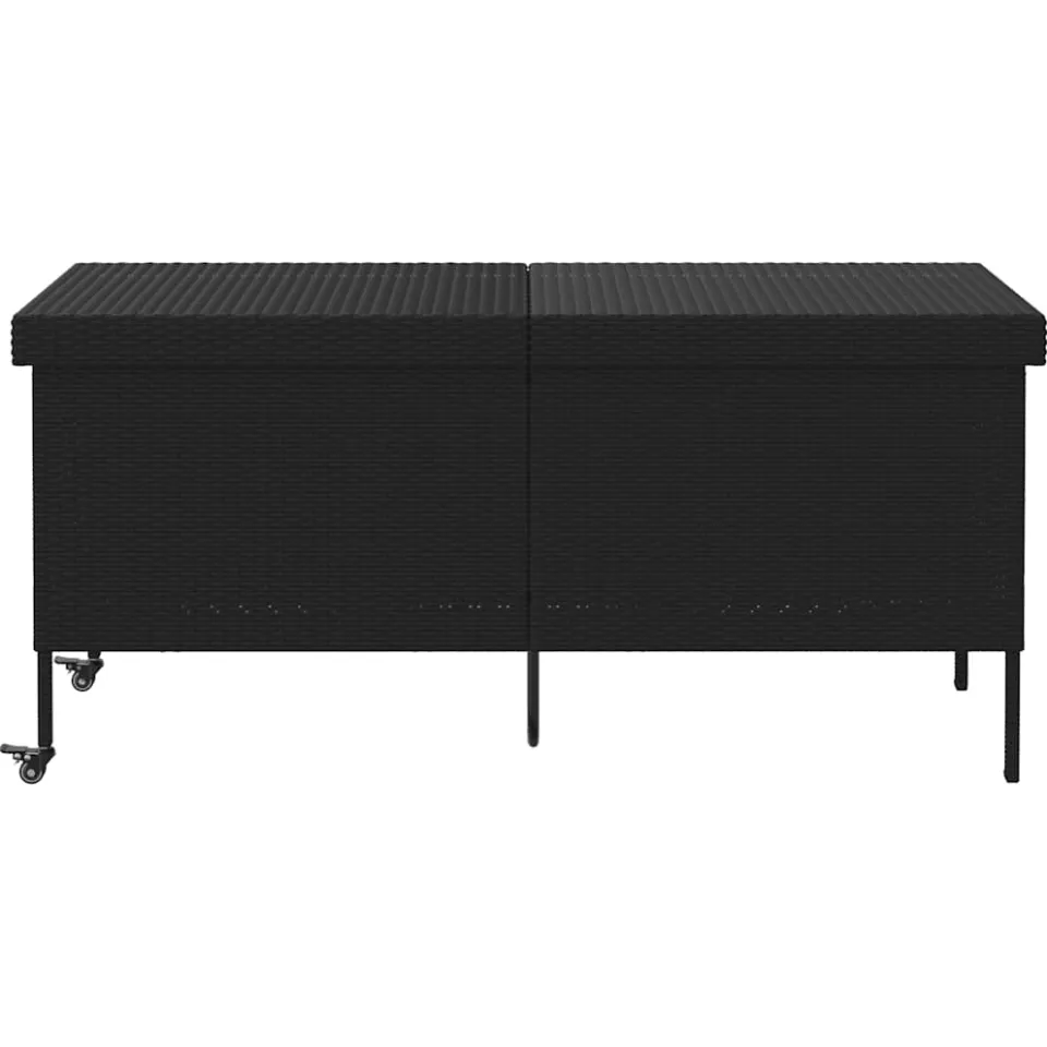 vidaXL Tuinbox met wielen 160x55x75 cm poly rattan zwart, foto 2