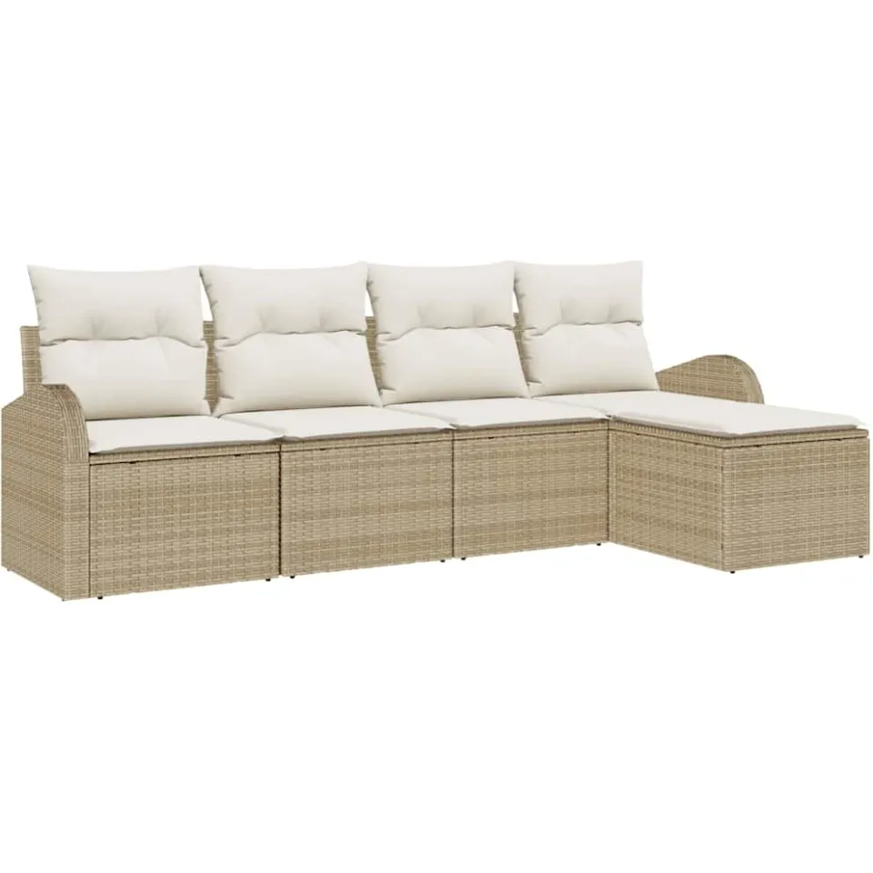 vidaXL Tuin Sofa Set Beige poly rattan