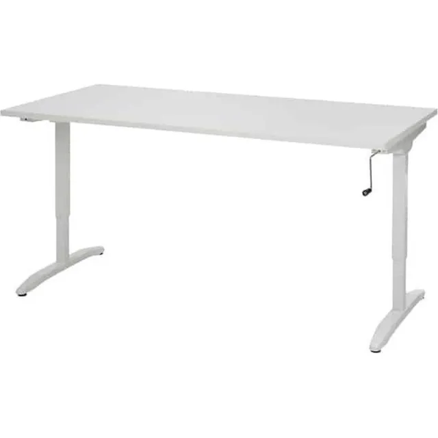 ABC Kantoormeubelen Slinger verstelbaar zit/zit bureau NLST breed 140CM diep 80 cm bladkleur Havanna framekleur Wit (RAL9010) Wit (RAL9010)/Havanna
