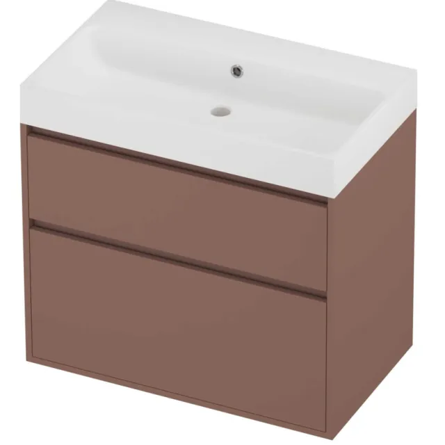 Proline Podium Badmeubelset Polystone Loft 80x46x75 cm Mat White Beauty Blush Rosé Goud