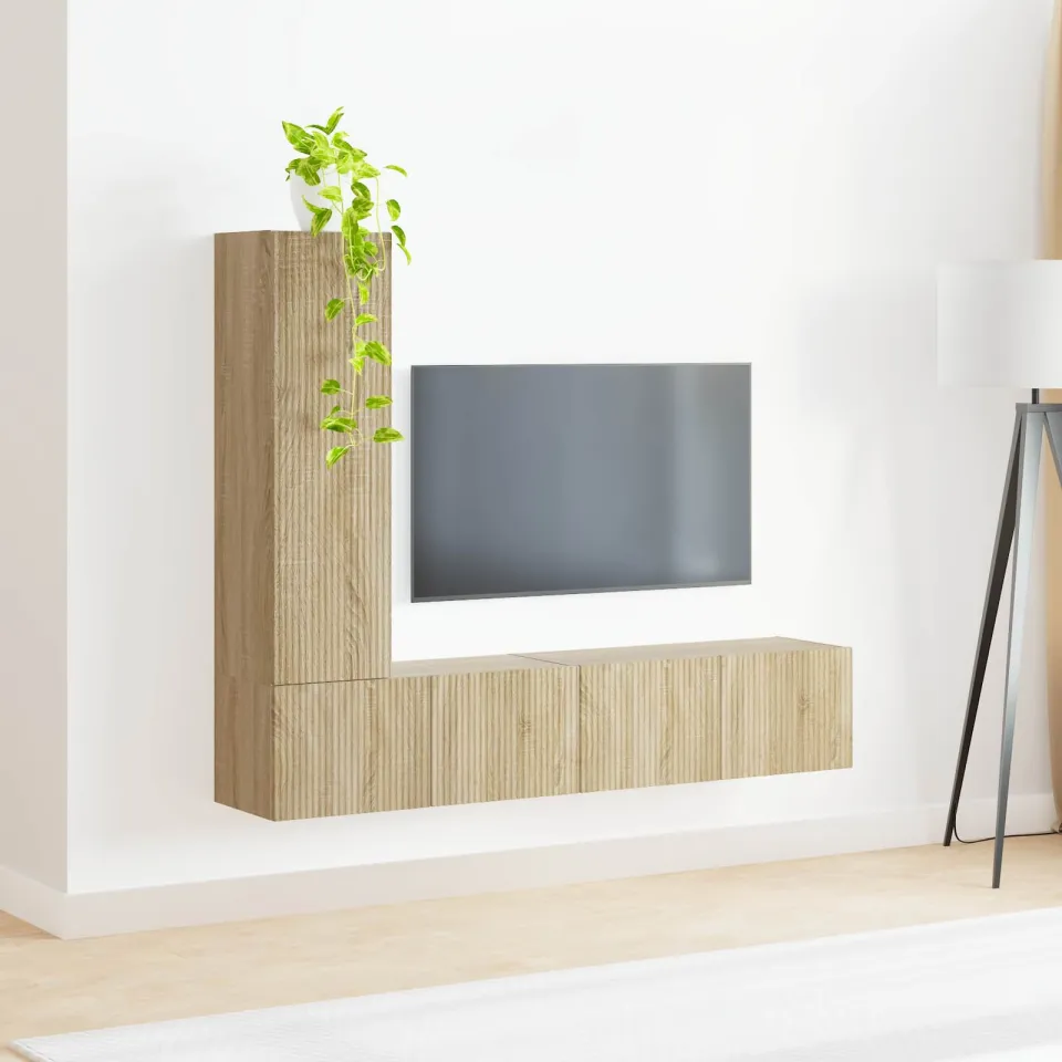 vidaXL Tv-meubelset 3 st Sonoma Eiken Bewerkt hout, foto 3