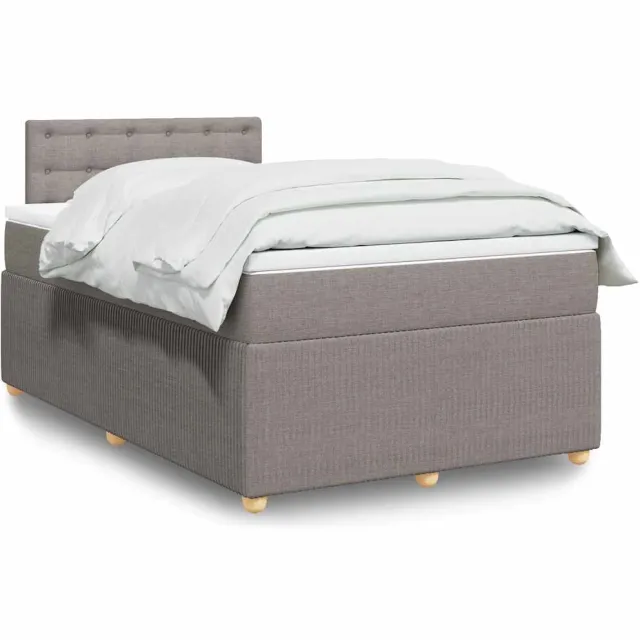 vidaXL Boxspring met matras stof taupe 120x190 cm
