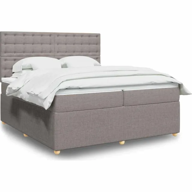 vidaXL Boxspring met matras stof taupe 200x200 cm