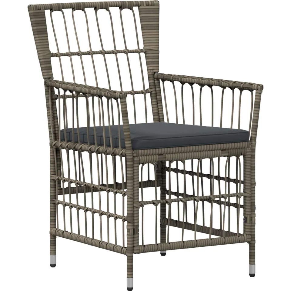 vidaXL Buiten eettafelset 7 st Grijs poly rattan