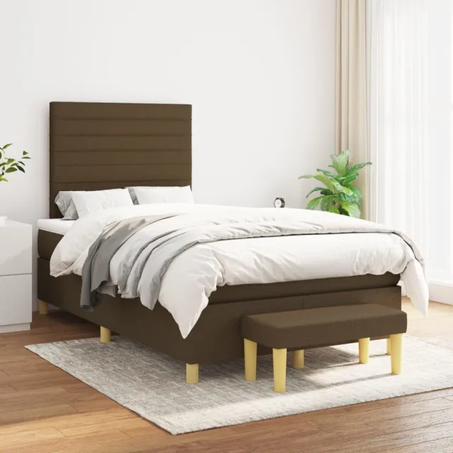 vidaXL Boxspring met matras stof donkerbruin 120x200 cm bruin