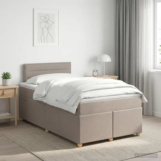 vidaXL Boxspringbed met matras Taupe 120 x 190 cm Stof