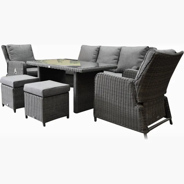 AVH-Collectie Bilbao premium stoel bank loungeset verstelbaar 6 delig antraciet