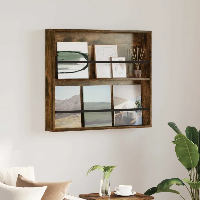 vidaXL Tijdschrift Rek Gerookt eiken 80 x 12 x 70 cm Bewerkt hout, foto 2