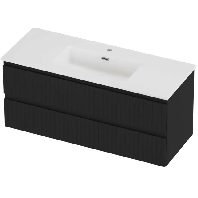 Proline Tribute Badmeubelset Porselein Elegant 1 Kraangat 120x46x54 cm Mat White Mat Zwart