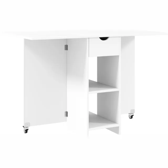 ZYLARO Eettafel - Opklapbaar Voor 2-4 Personen - Opvouwbare Keukentafel Met Opbergruimte - Uitschuifbaar En Verrijdbaar - Wit