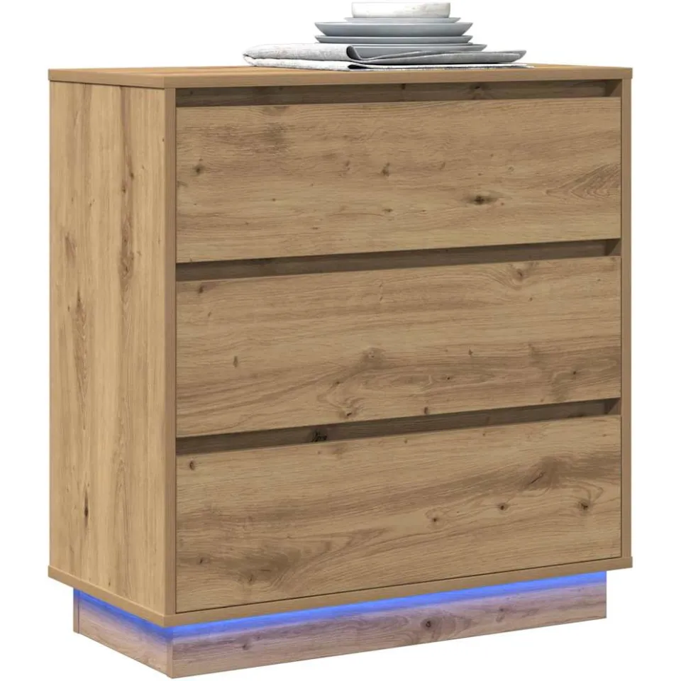 vidaXL Nachtkastje Artisan Eiken 71 x 34,5 x 75 cm Bewerkt hout Bruin